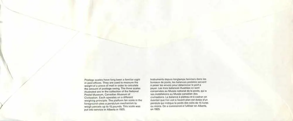 Balanas postais — Museu Canadense da Civilização — editor não visível - Verso