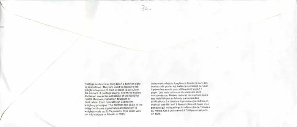 Bilance postali — Museo canadense della civiltà — Canada 39 - Verso