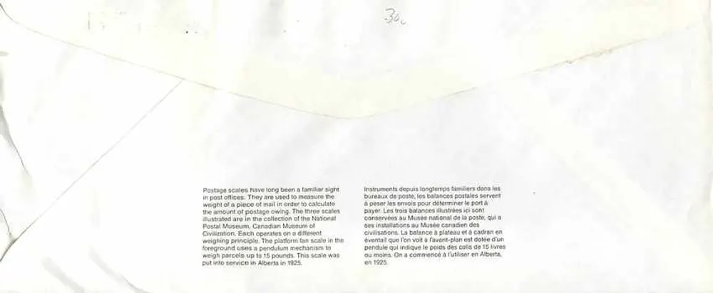 Balancinhas postais — Museu Canadense das Civilizações — editor não visível - Verso
