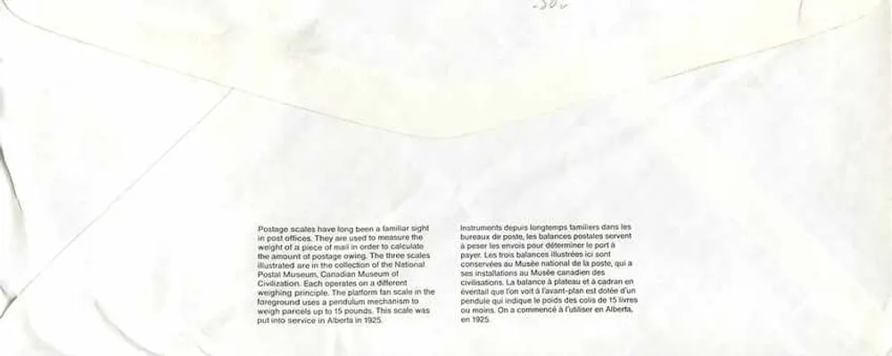 Balancinhas postais — Museu Canadense dos Correios — editor Dalton - Verso