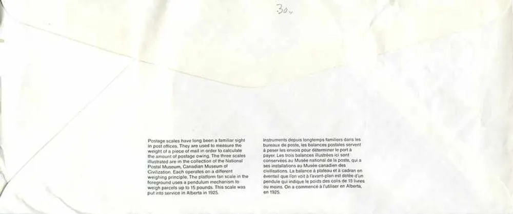 Balancinhas postais — Museu Canadense das Civilizações — editor não visível - Verso