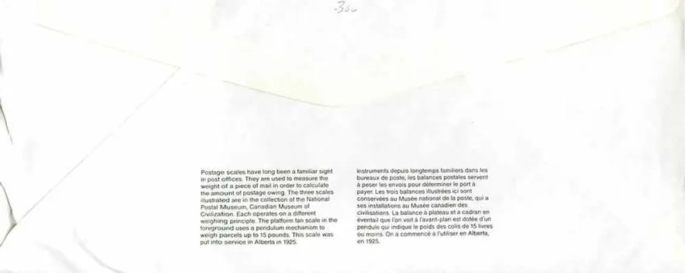 Balancinhas postais — Museu Canadense de Comunicações — editor não visível - Verso