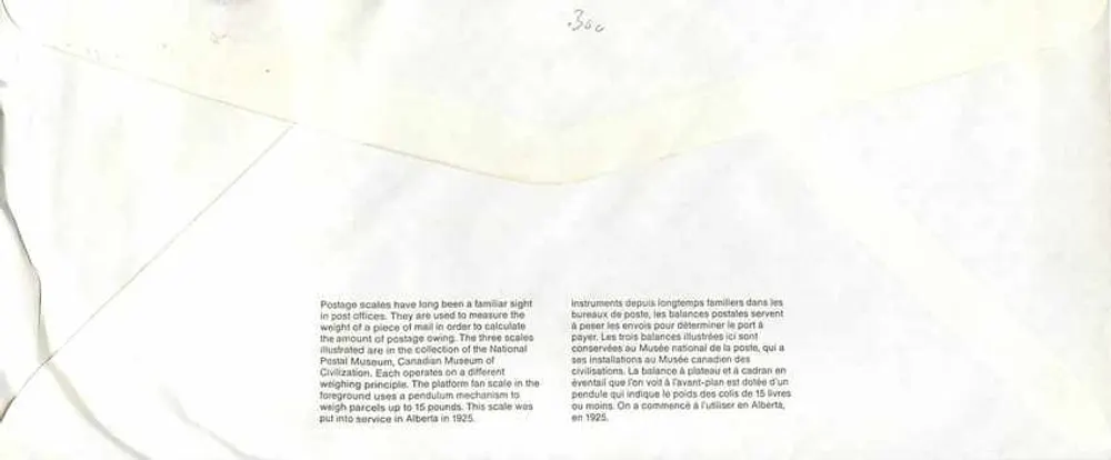 Balancinhas postais — Museu Canadense da Civilização — Editor: Canadian Postal Museum - Verso