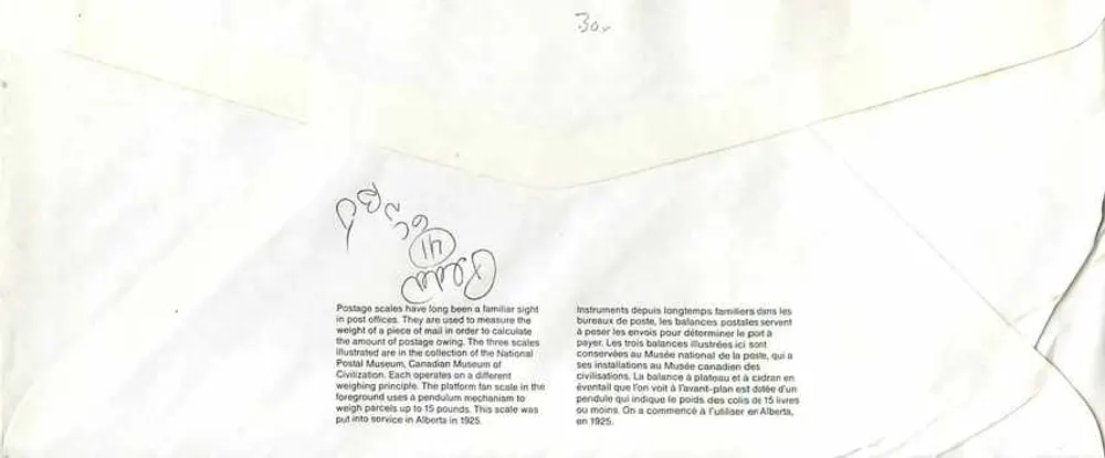 Balancinhas postais — Museu Canadense das Civilizações — editor não visível - Verso