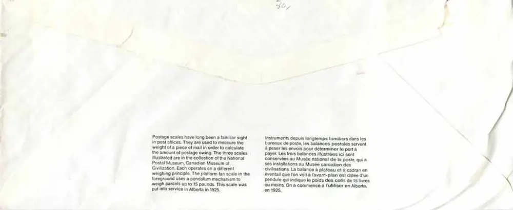Balances postais — Museu Canadense da Civilização — editor não visível - Verso