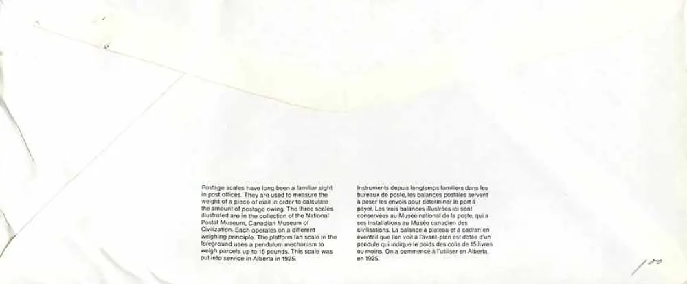 Balances postais — Museu Canadense das Civilizações — Canadá 1992 - Verso