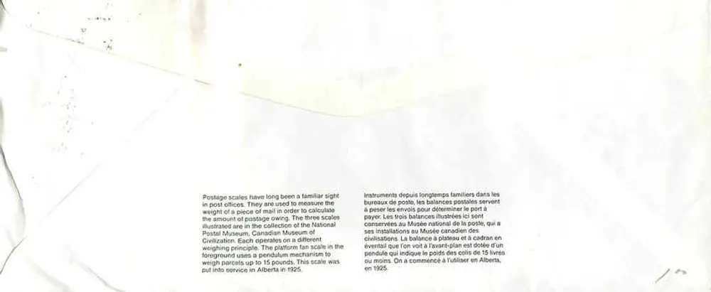 Balancinhas postais — Museu Canadense das Civilizações — Editor: Canada Post - Verso
