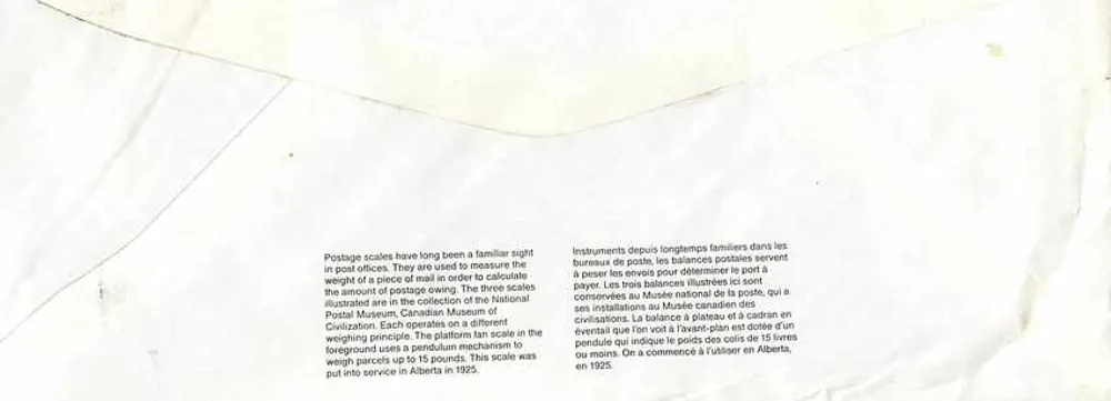 Balances postais — Museu Canadense da Civilização — editor não visível - Verso