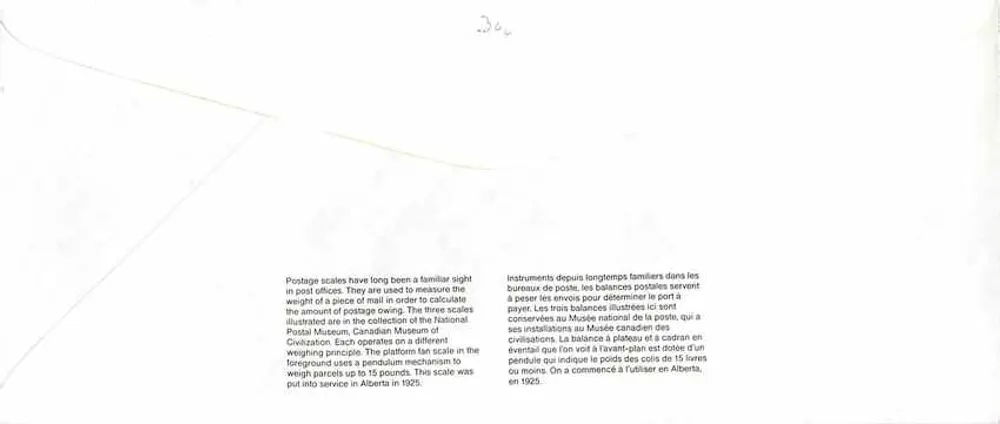 Balancinhas postais — Museu Canadense da Correios — Canadá 39 - Verso