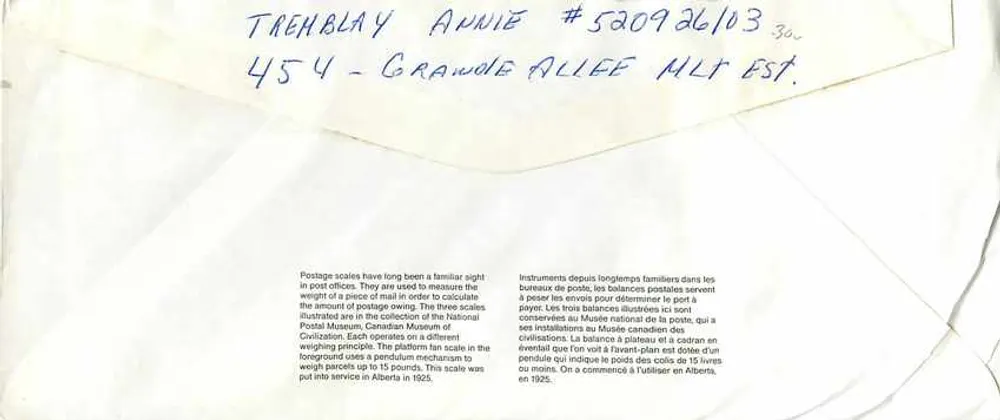 Bilance postali — Museo canadense della civiltà — Editore: Canada Post - Verso