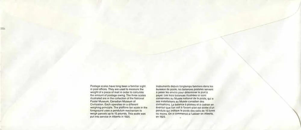 Balances postales — Musée postal canadien — éditeur non visible - Verso