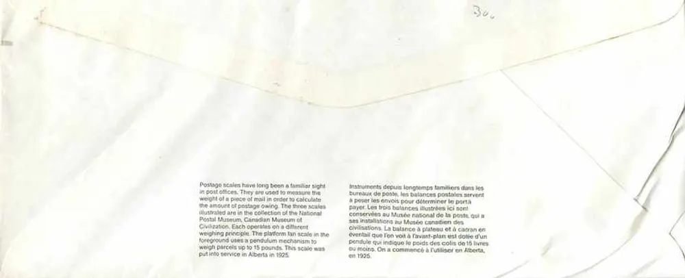 Balanzas postales — Museo Canadiense de las Civilizaciones — editor no visible - Reverso