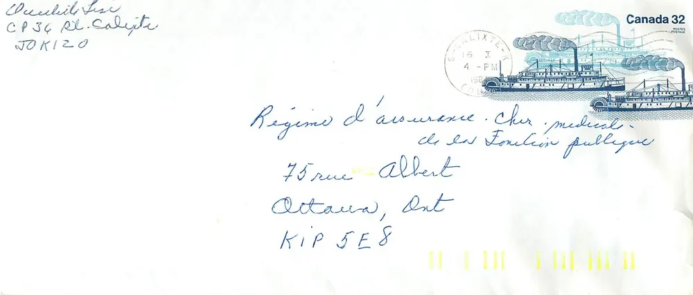 Navio a vapor Bonnington — Canada 32 — editor Canada Post - Frente