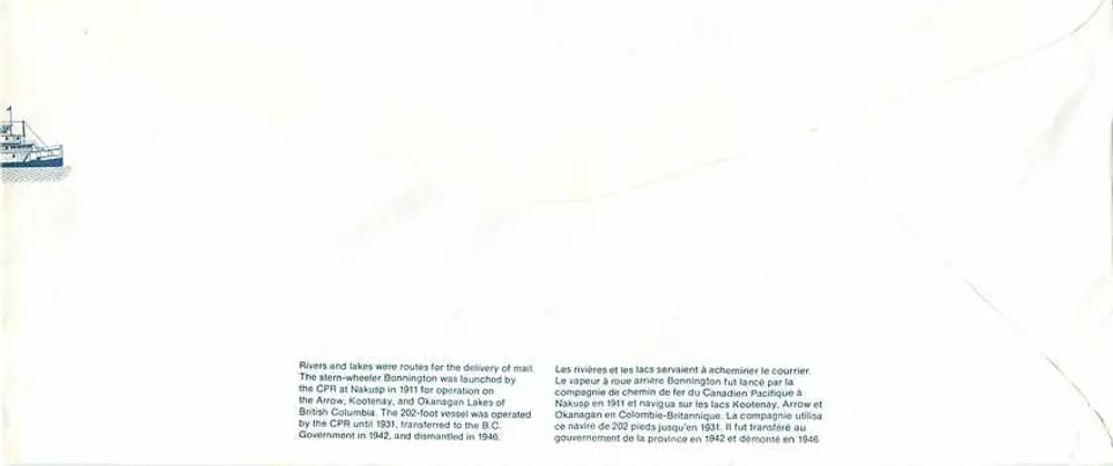 Vapor Bonnington — Canadense Pacífico — 1911-1946 — Canada Post - Verso
