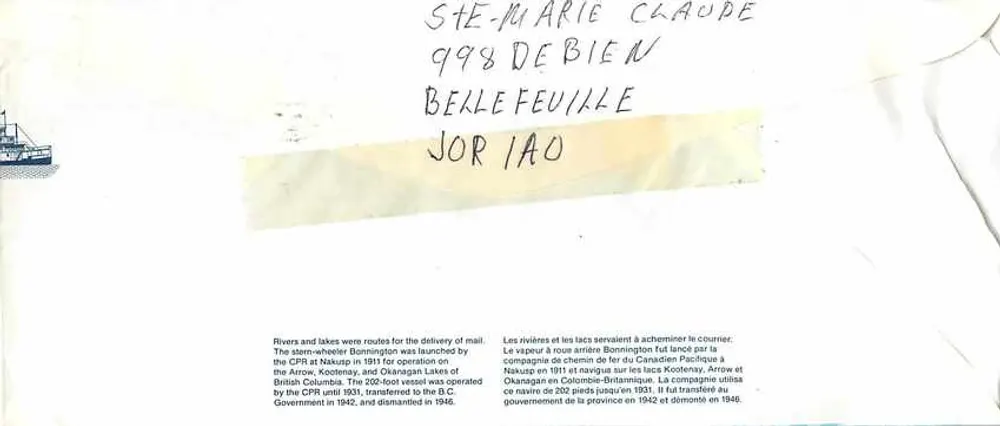Navio a vapor Bonnington — Canadá 32 — editor não visível - Verso
