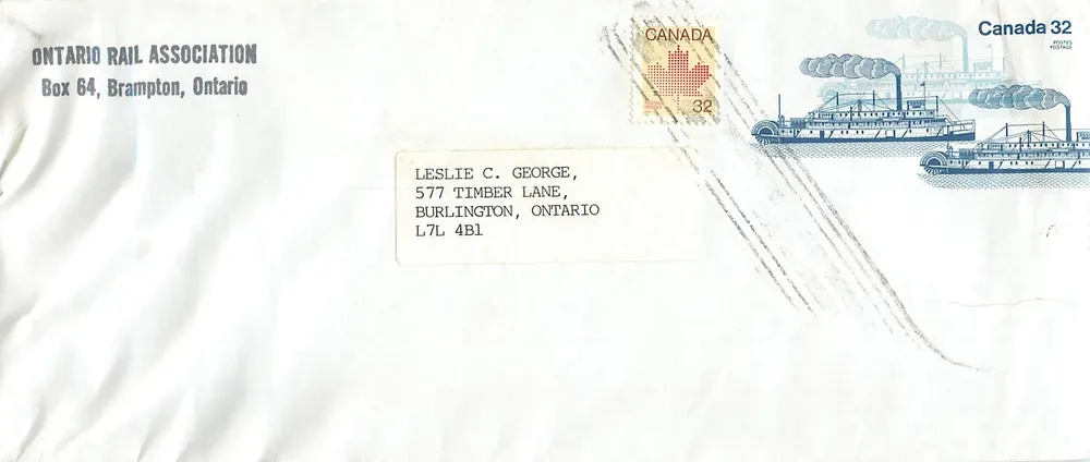 Stoomboot Bonnington — Arrow en Okanagan — Ontario Rail Association - Voorkant