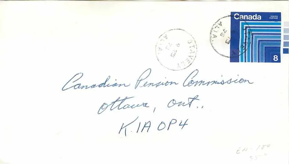 Carta postal Canadá — selo de 8 centavos, carimbo Ottawa - Frente