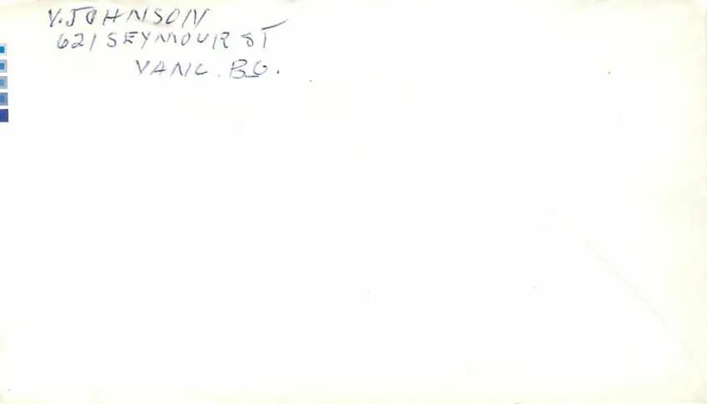 Carta postal Canadá — selo de 8 centavos de 1975 — destinada à Canadian Pension Commission em Ottawa - Verso