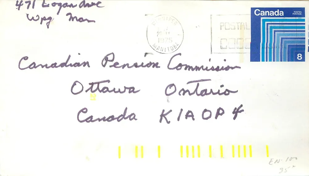 Carta postal Canadá — Winnipeg, Manitoba — 28 abril 1975 - Frente