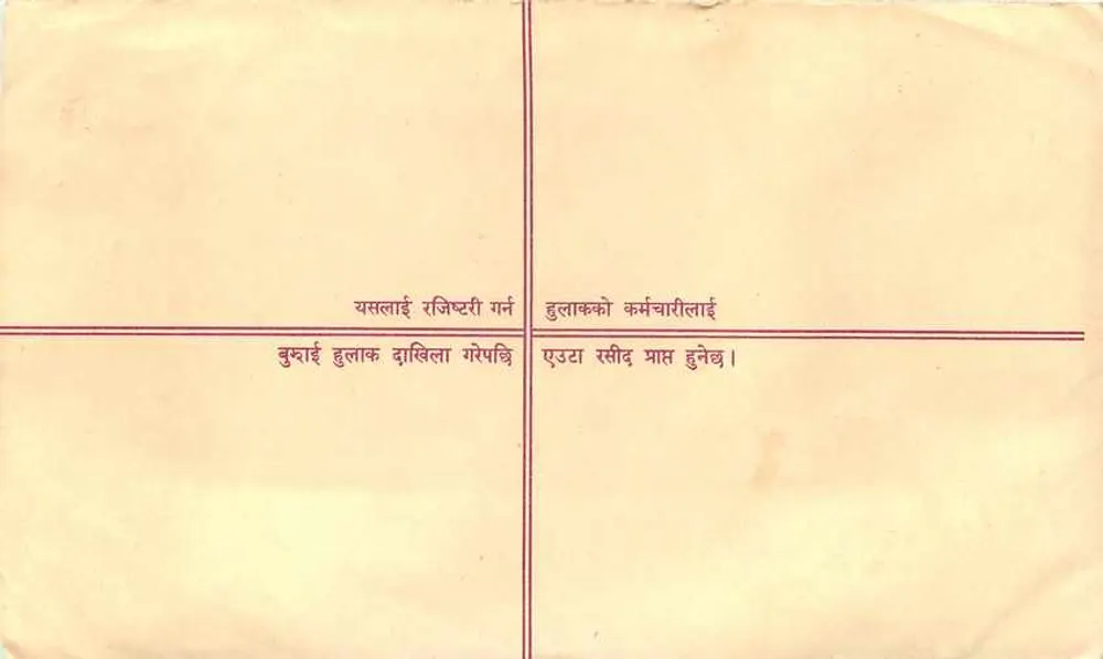 पंजीकृत पोस्टकार्ड — भारत — एडिटर अज्ञात, श्रृंखला संख्या अदृश्य - पीछे