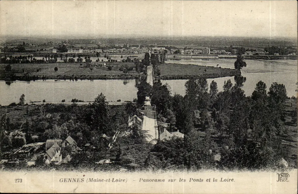 Gennes (Maine-et-Loire) — Panorama sur les Ponts et la Loire — JND Phot. - Recto