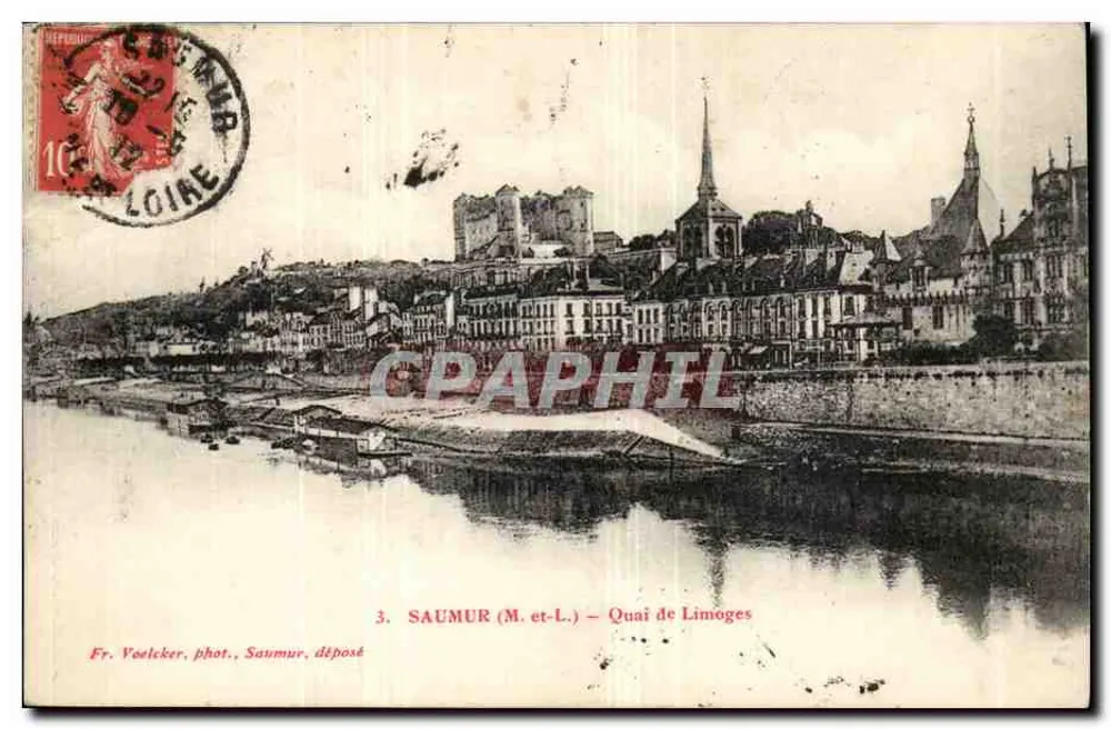 Saumur (M.-et-L.) — Quai de Limoges — Fr. Voelcker, fot., Saumur, depositado - Frente