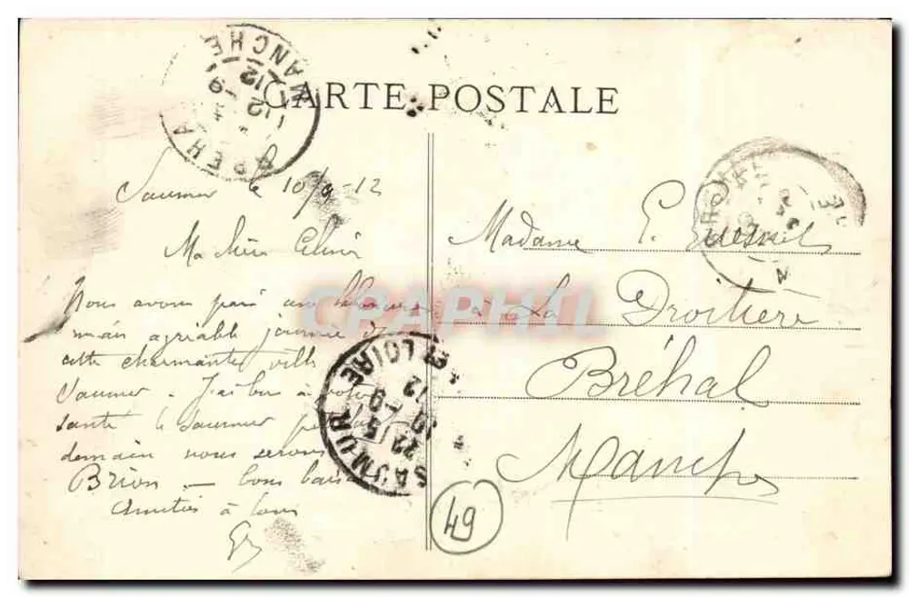 Saumur (M.-et-L.) — Quai de Limoges — Fr. Voelcker, fot., Saumur, depositado - Verso