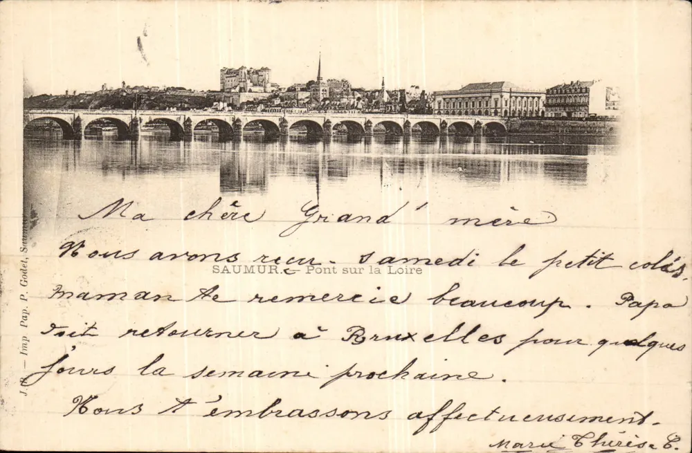 Saumur — Most nad Loarą — Wyd. P. Godet, Saumur - Awers