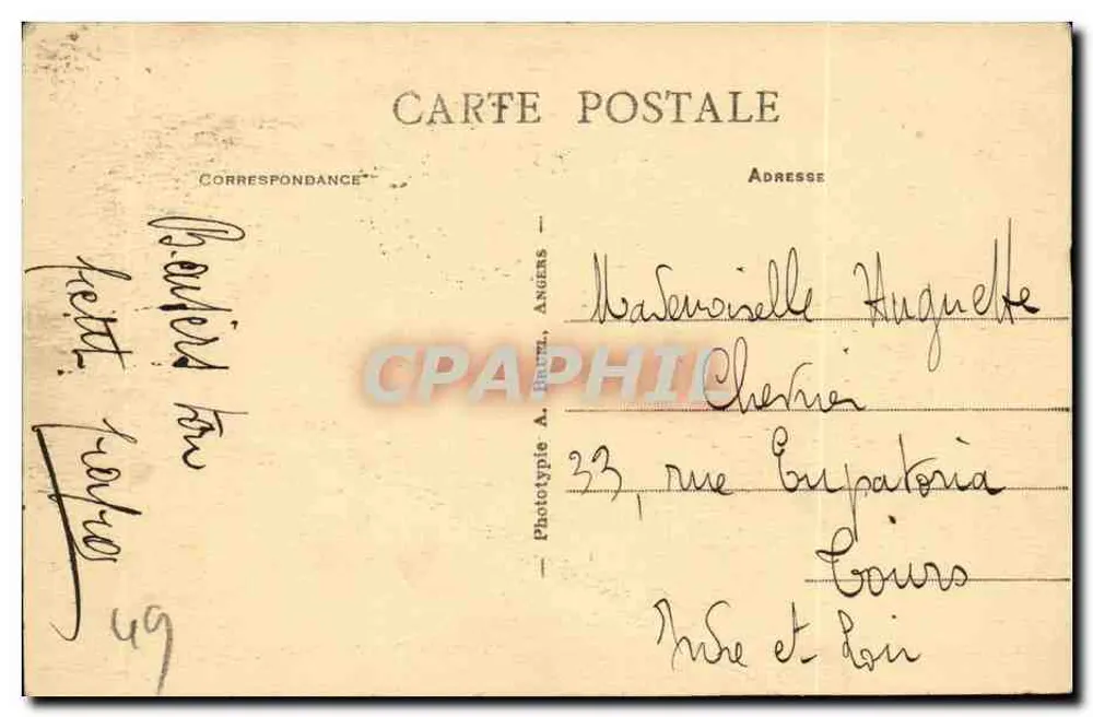 Saumur - Efeito noturno sobre a Loire — A.B. — Fototipia A. Bruz, Angers, n°29 - Verso