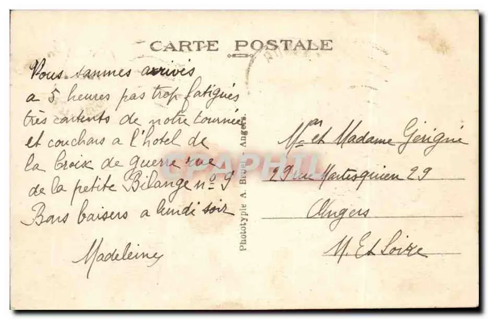 Saumur (M.-et-L.) — Effet de nuit sur le Château et la Loire — A. B. - Verso