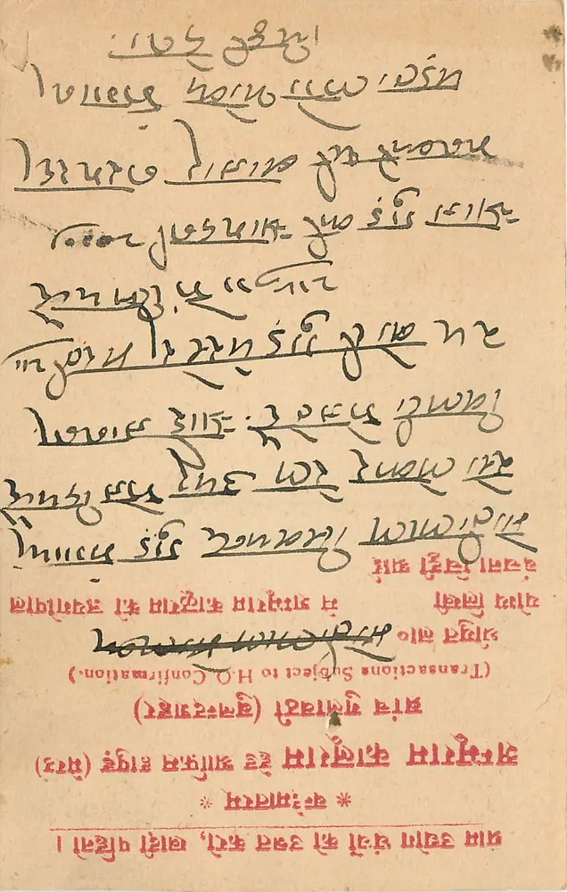 Moti Dal — Sirockland — Renwal — Jaipur — carta postal em escrita devanagari e inglesa - Frente
