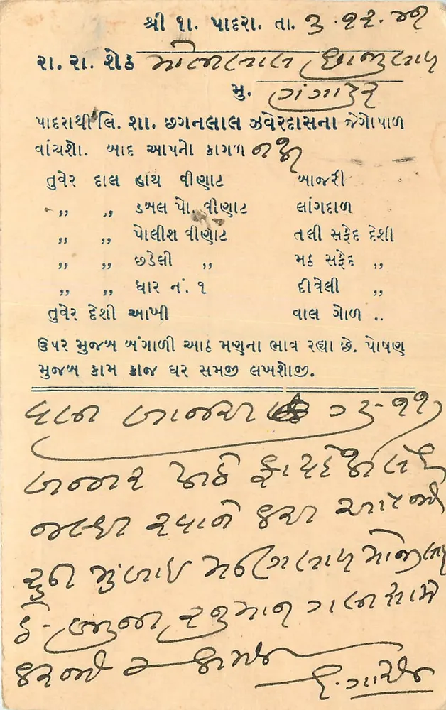 पादरा - घनाताल अवेरासना - कार्ड पोस्टल भारतीय - आगे