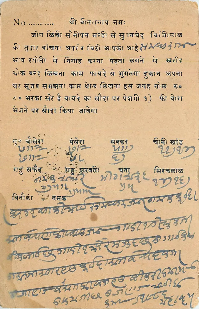 Mangilallji - Lago Sambhar - Índia - carta postal manuscrita - Frente