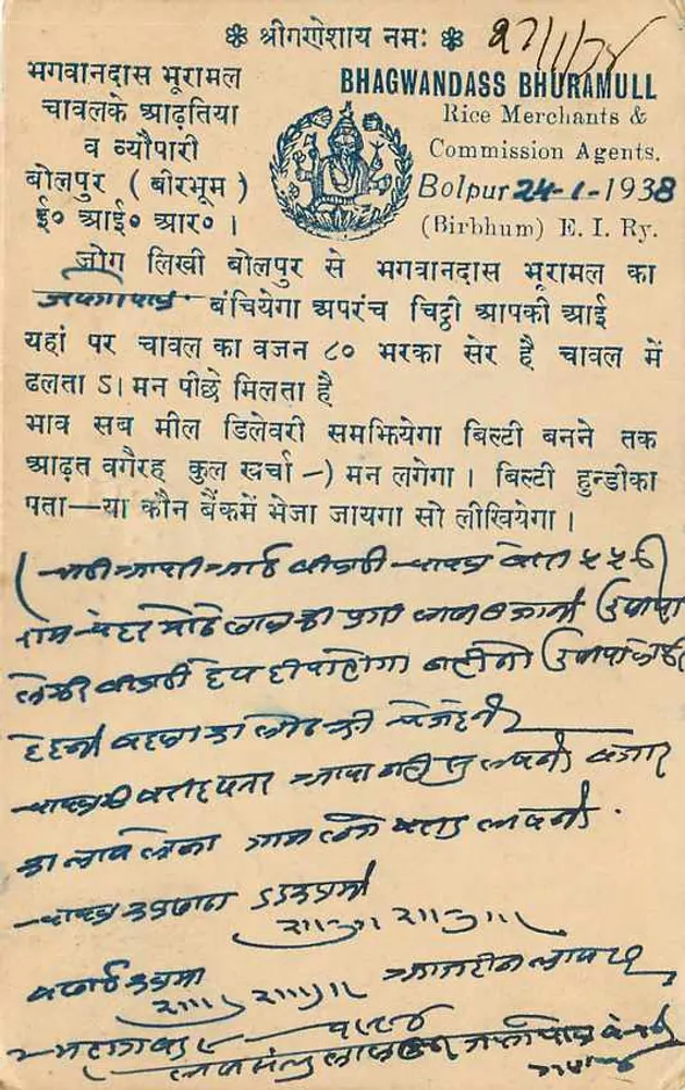Bolpur — Bolpur City — Indian Postage - Verso