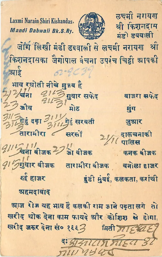 Laxmi Narain Shri Kishandas — Mandi Dabwali — Public Steam Press, Jaipur - Frente
