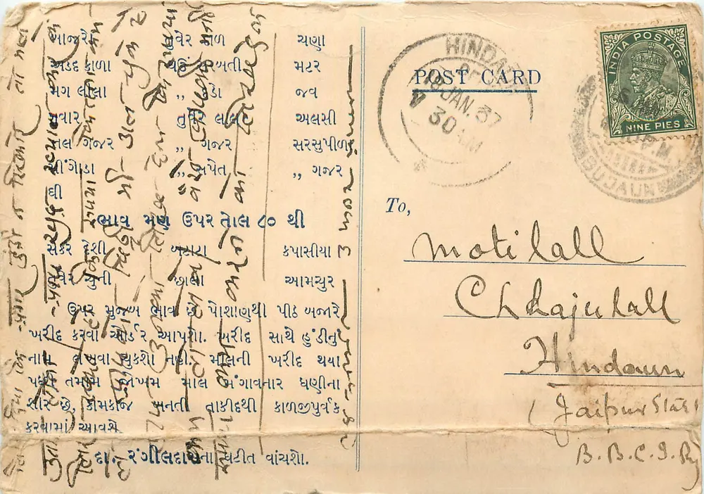 Budaun — Motilal Ramjidas — Commission Agents — Hindustan Postcard - Frente