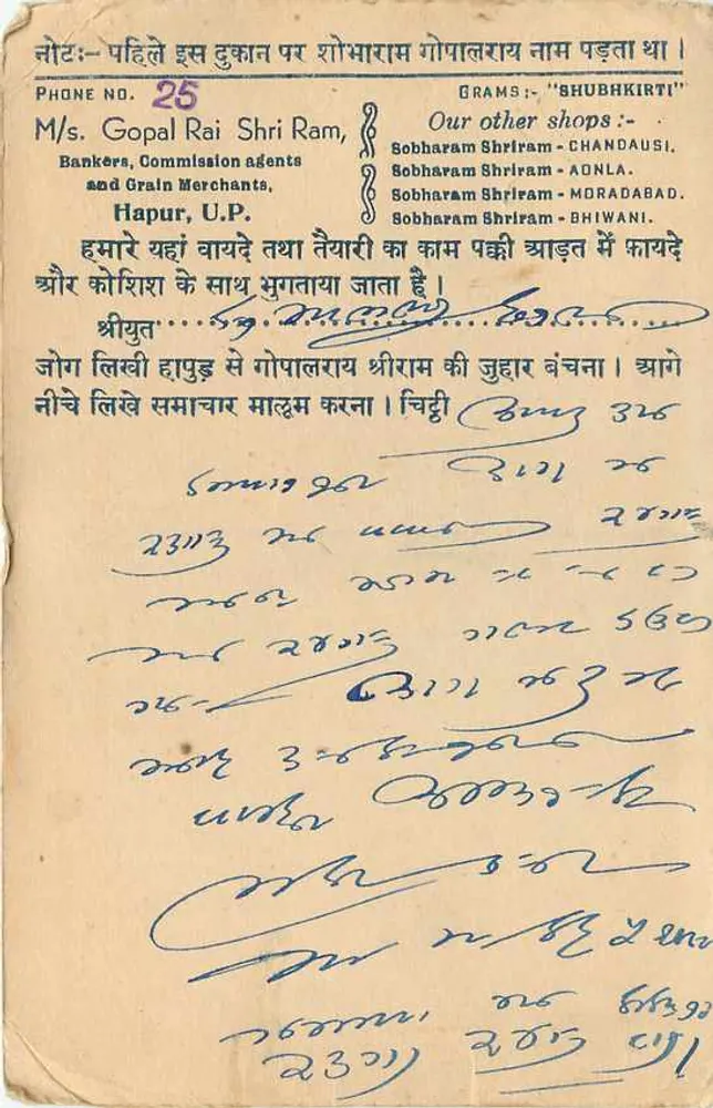 Hindustan — carta postal comercial — Hindustan Post Card - Verso