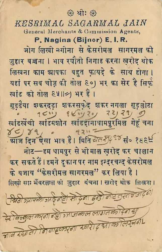 इंडिया कॉलेज - व्यापारिक पोस्टकार्ड - एडिटर अदृश्य - पीछे