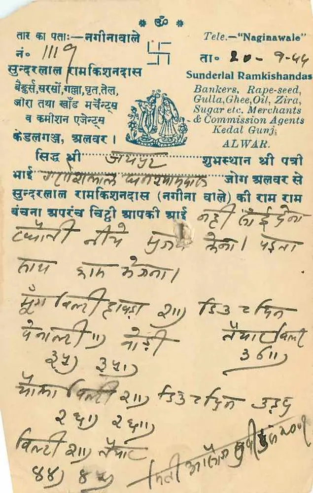 भारत — व्यापारिक पोस्टकार्ड — अज्ञात प्रकाशक, श्रृंखला संख्या अदृश्य - पीछे