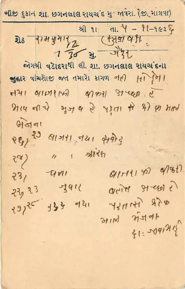 बरोडा — 1934 के दिसंबर में तारीख वाली पोस्टकार्ड — 'पोस्ट कार्ड' प्रकाशक के साथ 9 अन्ना के हरे टिम्बर के साथ - पीछे