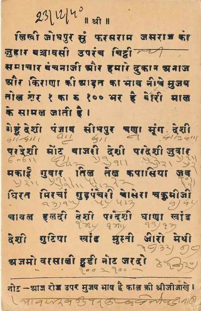 जोधपुर — देवनागरी लिपि में लिखा लेख — अज्ञात प्रकाशक - पीछे
