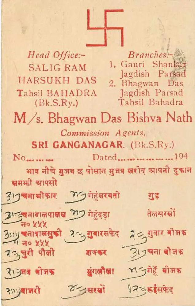 हिंदन शहर — कमीशन एजेंट्स — एम/एस. भगवान दास बिश्वनाथ - पीछे