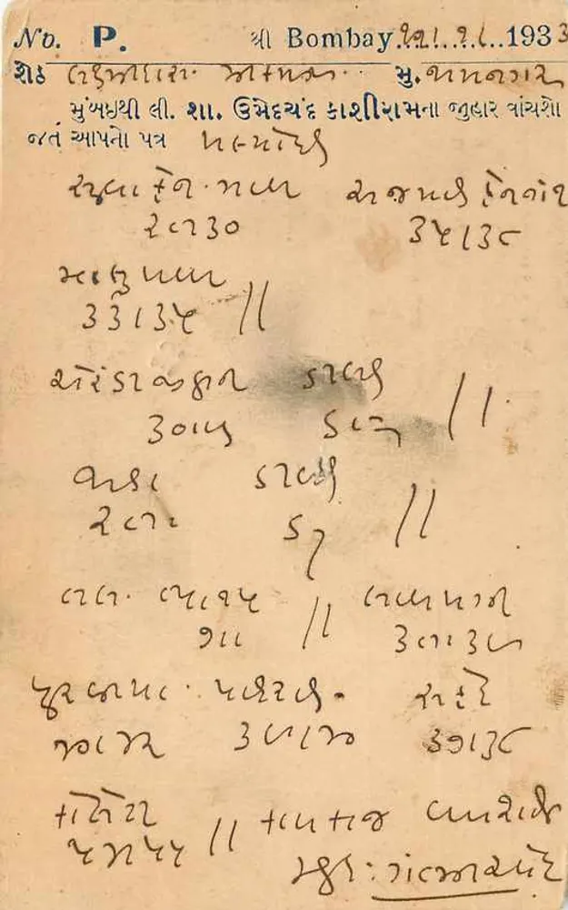 जम्मूनगर — कमीशन एजेंट्स — शाह ओमेडचंद काशीराम, बॉम्बे - पीछे