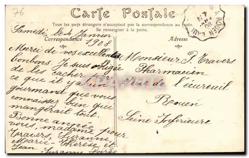 Caudebec-en-Caux — La Ville et la Seine — P. Védie, éditeur - Verso