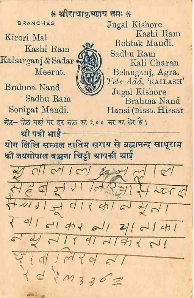 गोंडा - भारत - वाणिज्यिक पोस्टकार्ड - प्रकाशक कैलाश, अग्रा - पीछे