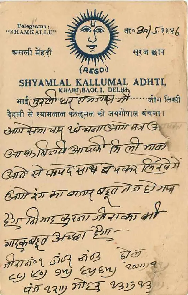 श्याम लाल कल्लुमाल अध्ति — खरे बाओली, दिल्ली — भारतीय पोस्ट - पीछे