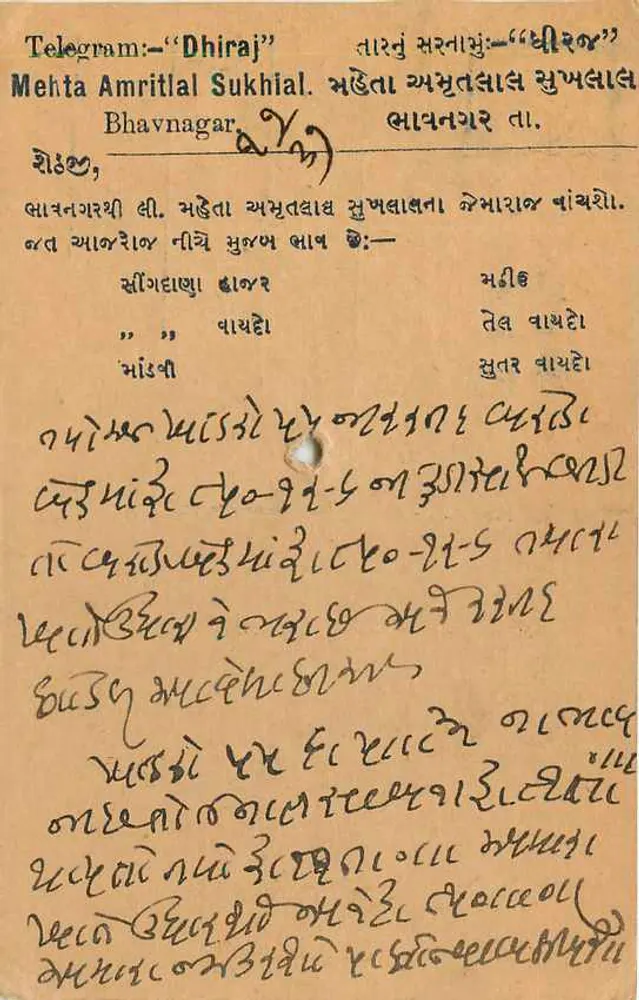 धर्मशाला — भावनगर के लिए भेजी गई पोस्टकार्ड — अज्ञात प्रकाशक - पीछे
