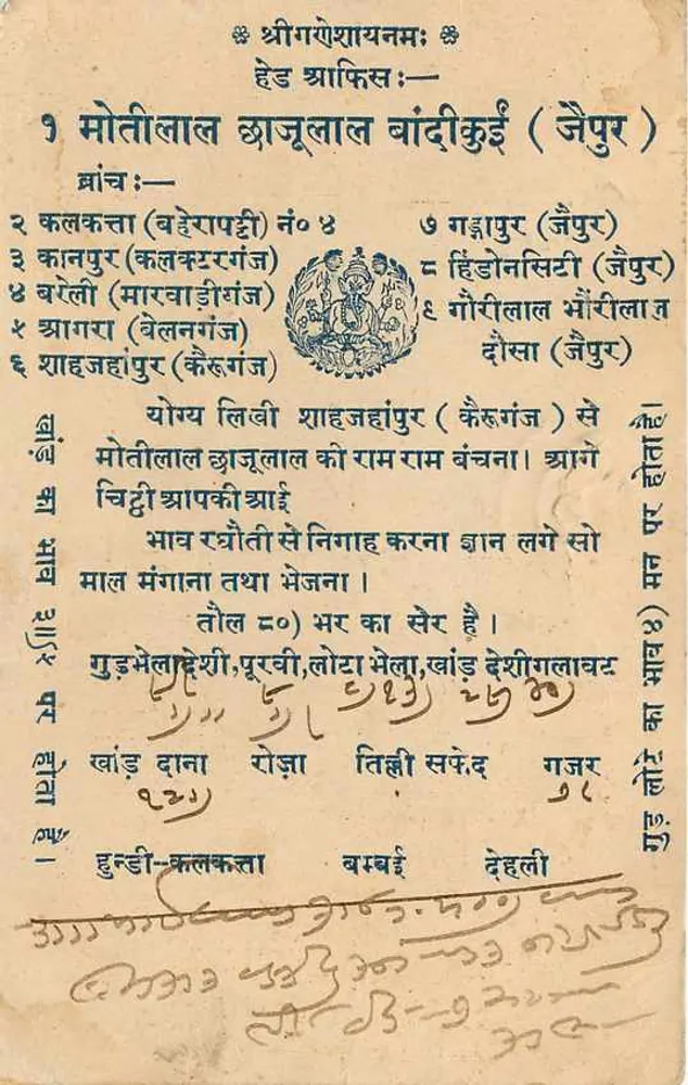Moitilal Chhajual — Cidade de Gangahar (Jaipur) — Índia - Verso