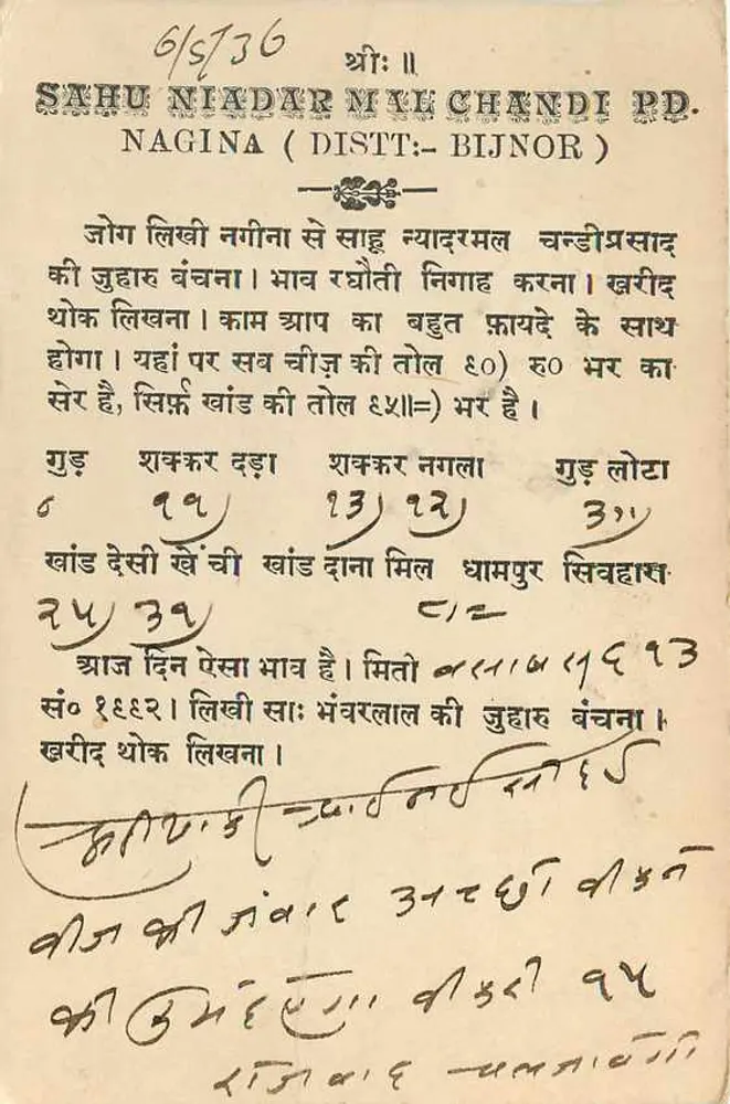 Sahu Niadar Me Chandi PD. — Nagina (Distt. Bijnor) — India Postage - Verso