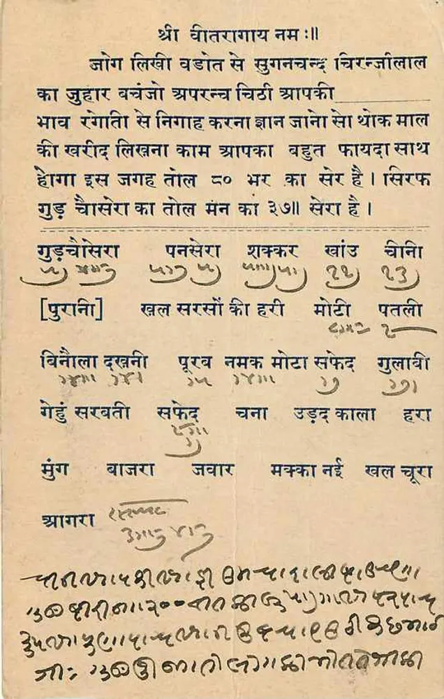 भारतीय पोस्टकार्ड — डेवनागरी लिपि और हस्तलिखित लिपि — प्रकाशक अदृश्य - पीछे